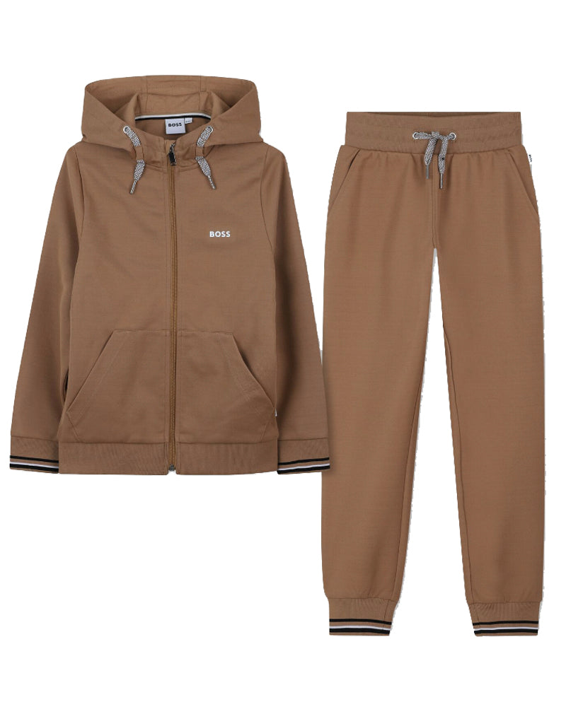 Boys Beige Logo Tracksuit