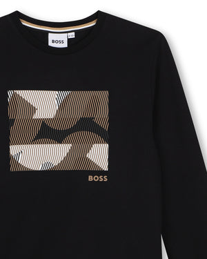 
  
    Boss
  
 Boys Black Graphic Top