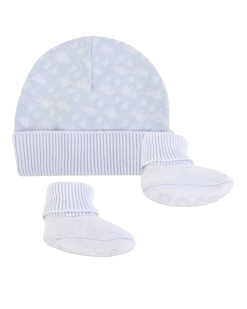 Baby Boys Blue Knit Hat &amp; Slipper Set