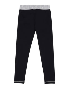 
  
    Fendi
  
 Girls Black Lycra Leggings FF Trim