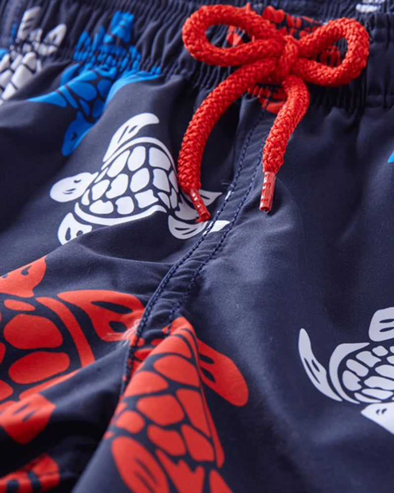 Boys Navy Turtle Swim Shorts