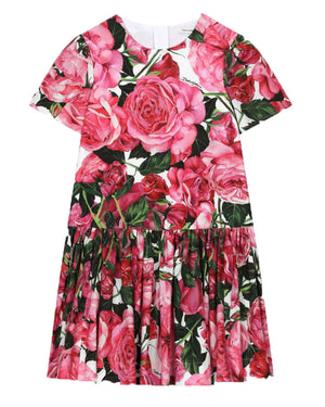 
  
    Dolce
  
    &
  
    Gabbana
  
 Girls Fuchsia Rose Print Floral Dress