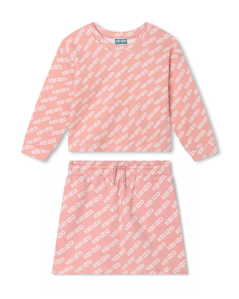 Girls Pink Logo Sweater &amp; Skirt Set