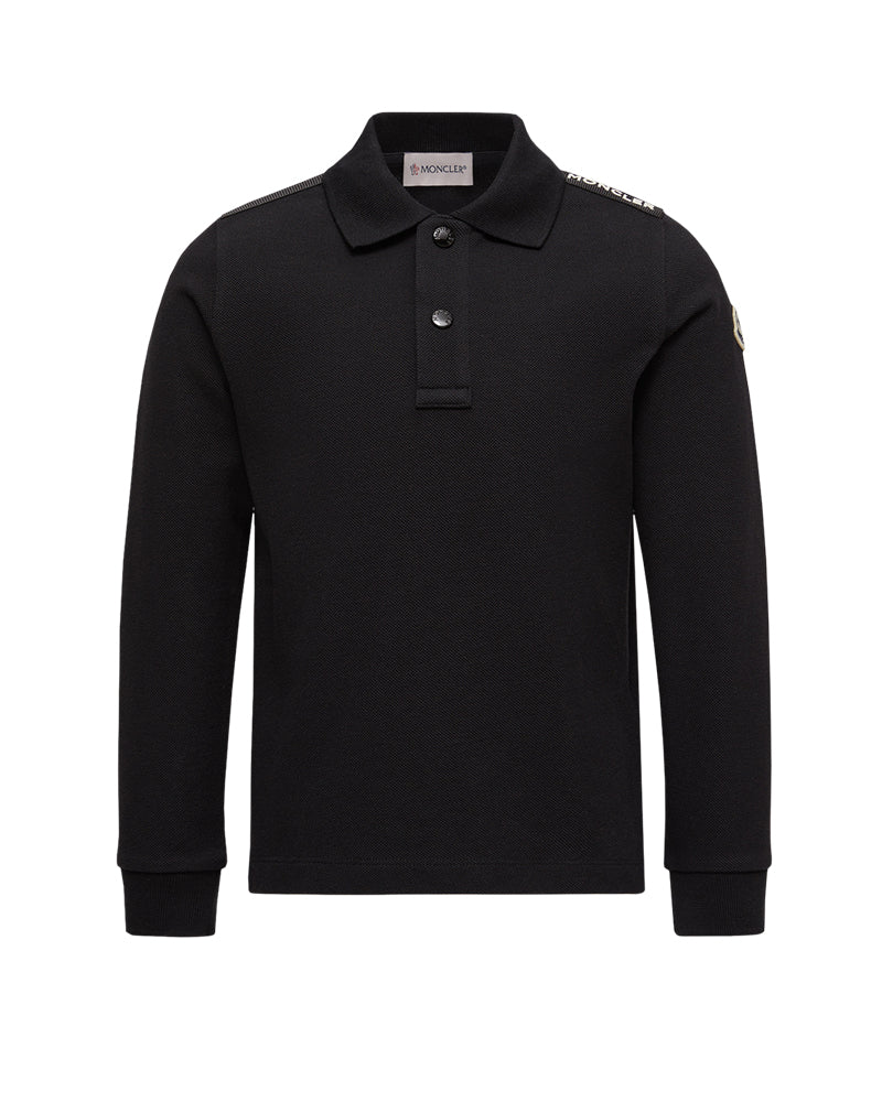 Moncler Kids Enfant Boys Black Logo Polo