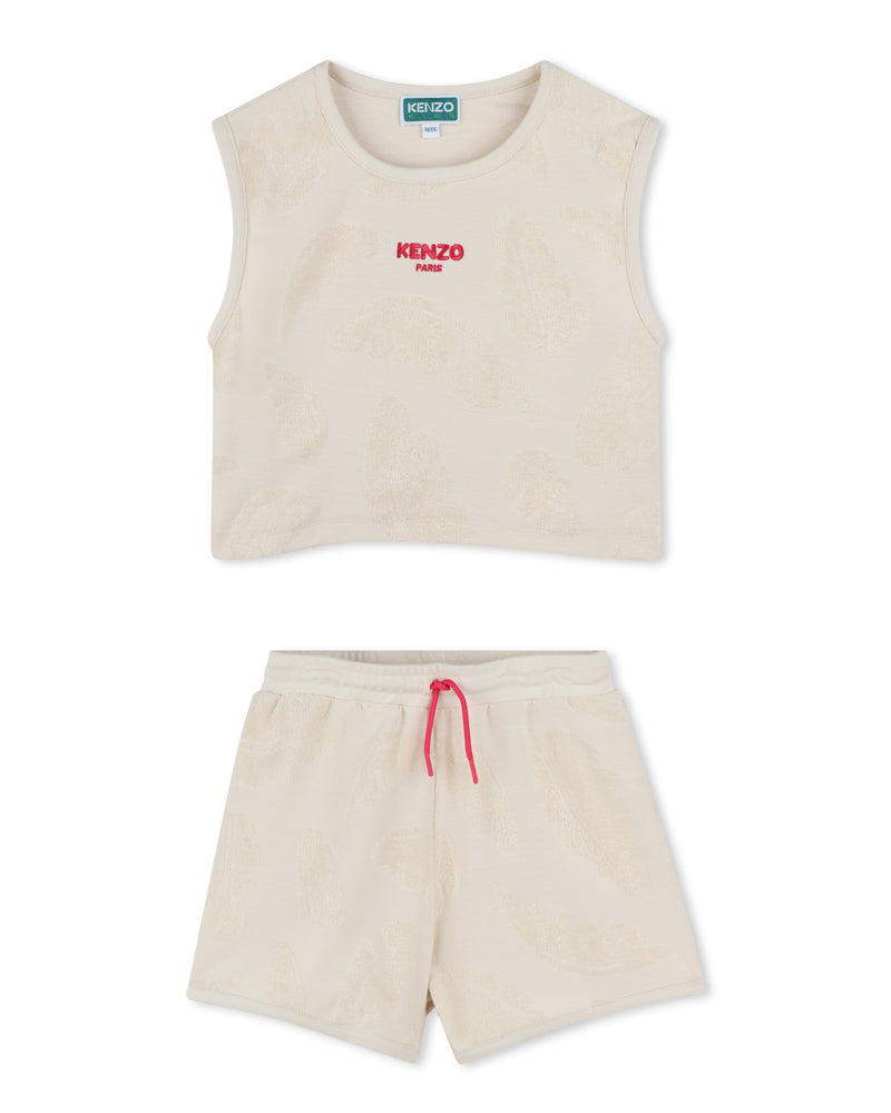 Girls Beige Terry Tank &amp; Short Set