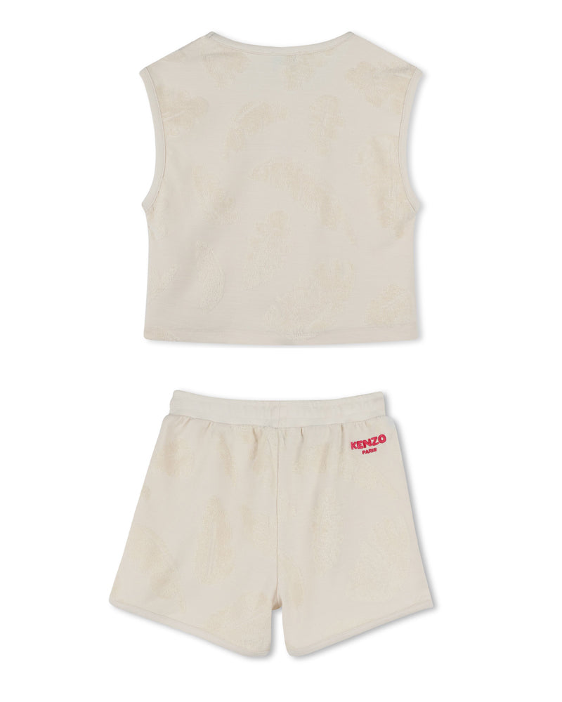 Girls Beige Terry Tank &amp; Short Set