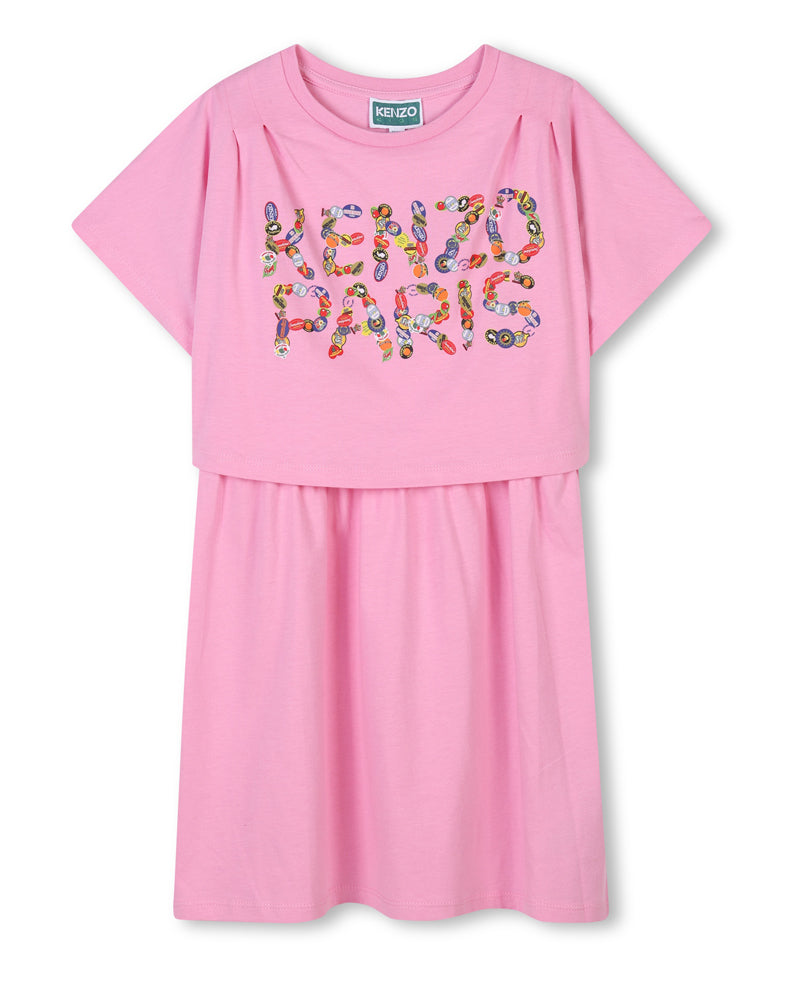 Girls Pink Graphic Logo Dress