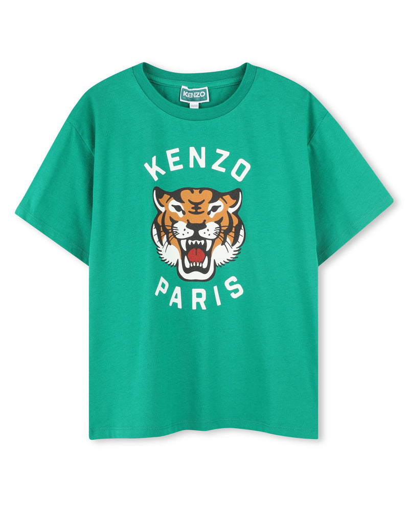 Boys Green Tiger Logo T-Shirt