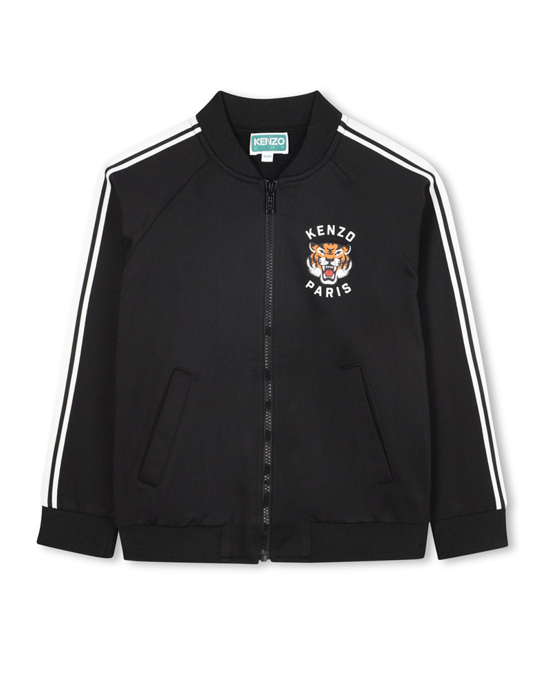 Boys Black Logo Zip Up Sweater