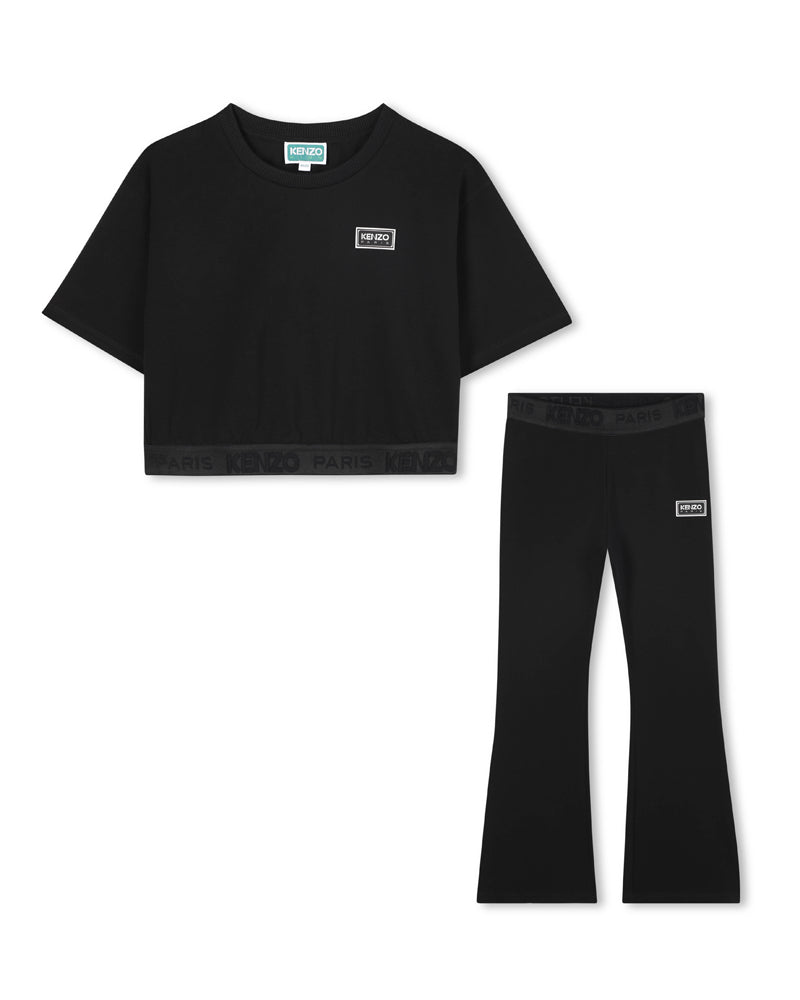 Girls Black Logo Top &amp; Pant Set