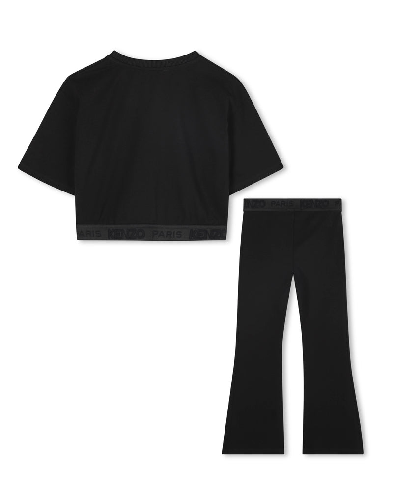 Girls Black Logo Top &amp; Pant Set