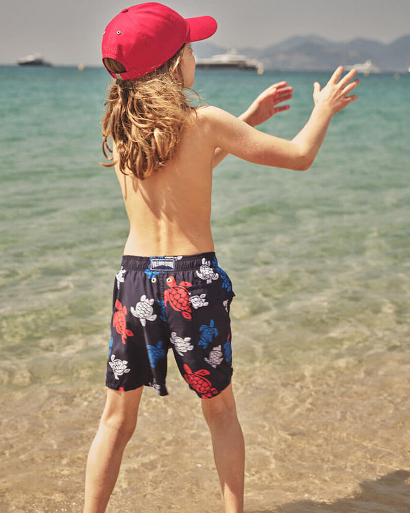 Boys Navy Turtle Swim Shorts