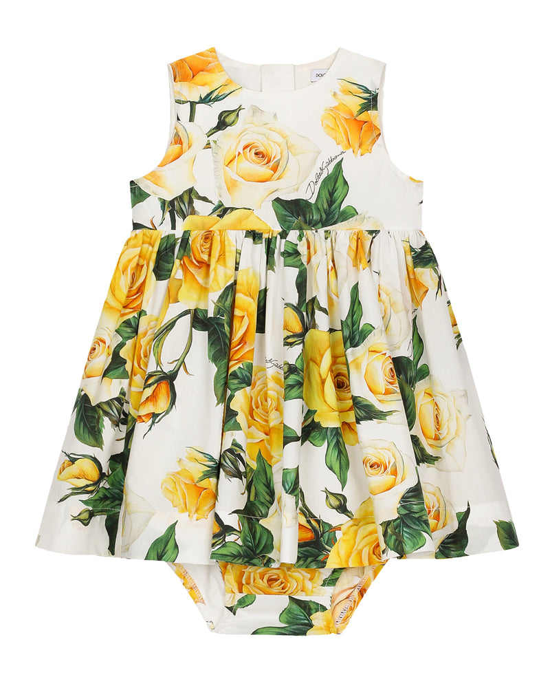 Baby Girls Yellow Rose Print Dress
