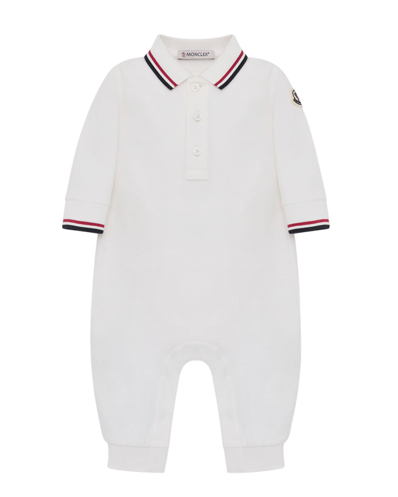 
  
    Moncler
  
    Enfant
  
 Baby Boys Ivory Cotton Polo Romper