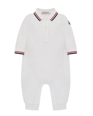 
  
    Moncler
  
    Enfant
  
 Baby Boys Ivory Cotton Polo Romper