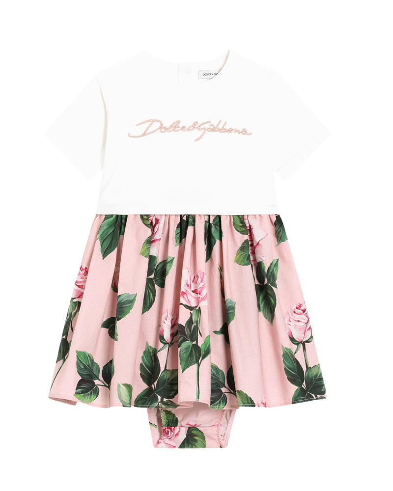 Baby Girls Pink Rose Print Dress