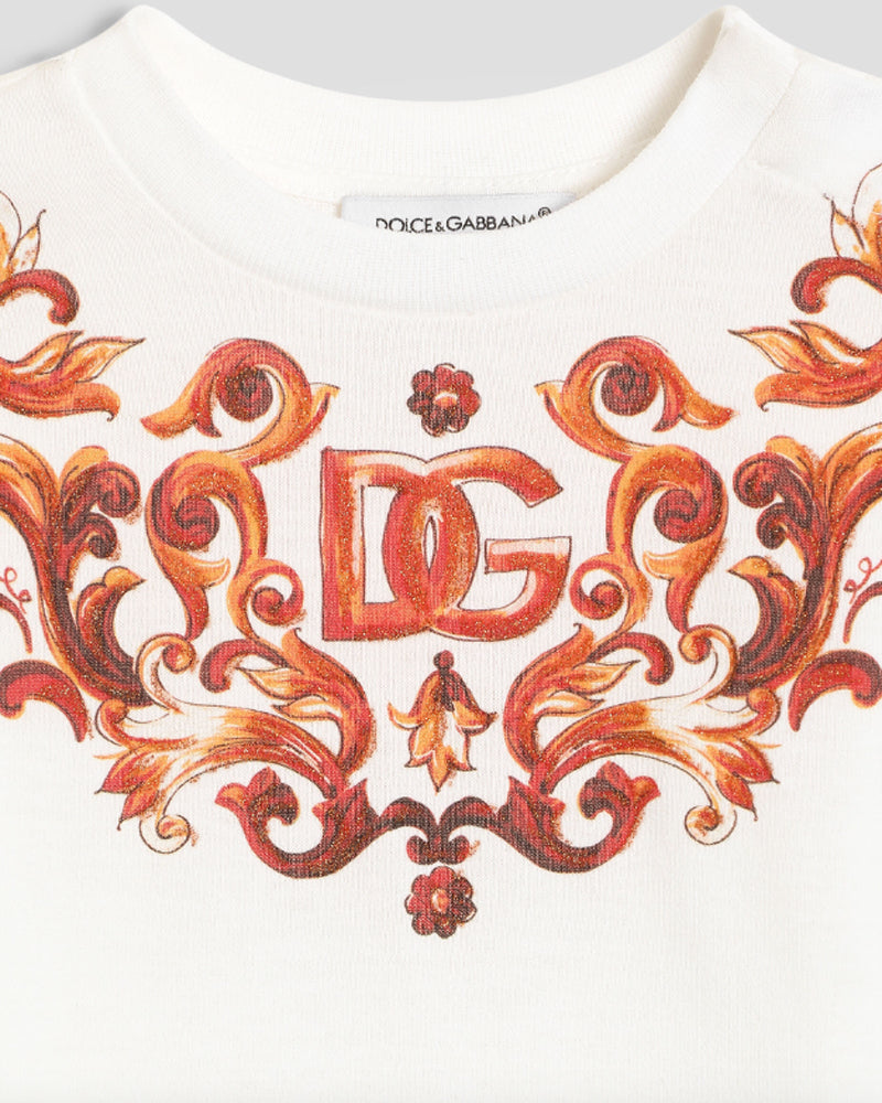 
  
    Dolce
  
    &
  
    Gabbana
  
 Baby Girls Orange/White Maiolica T-Shirt