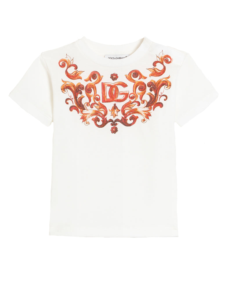 
  
    Dolce
  
    &
  
    Gabbana
  
 Baby Girls Orange/White Maiolica T-Shirt
