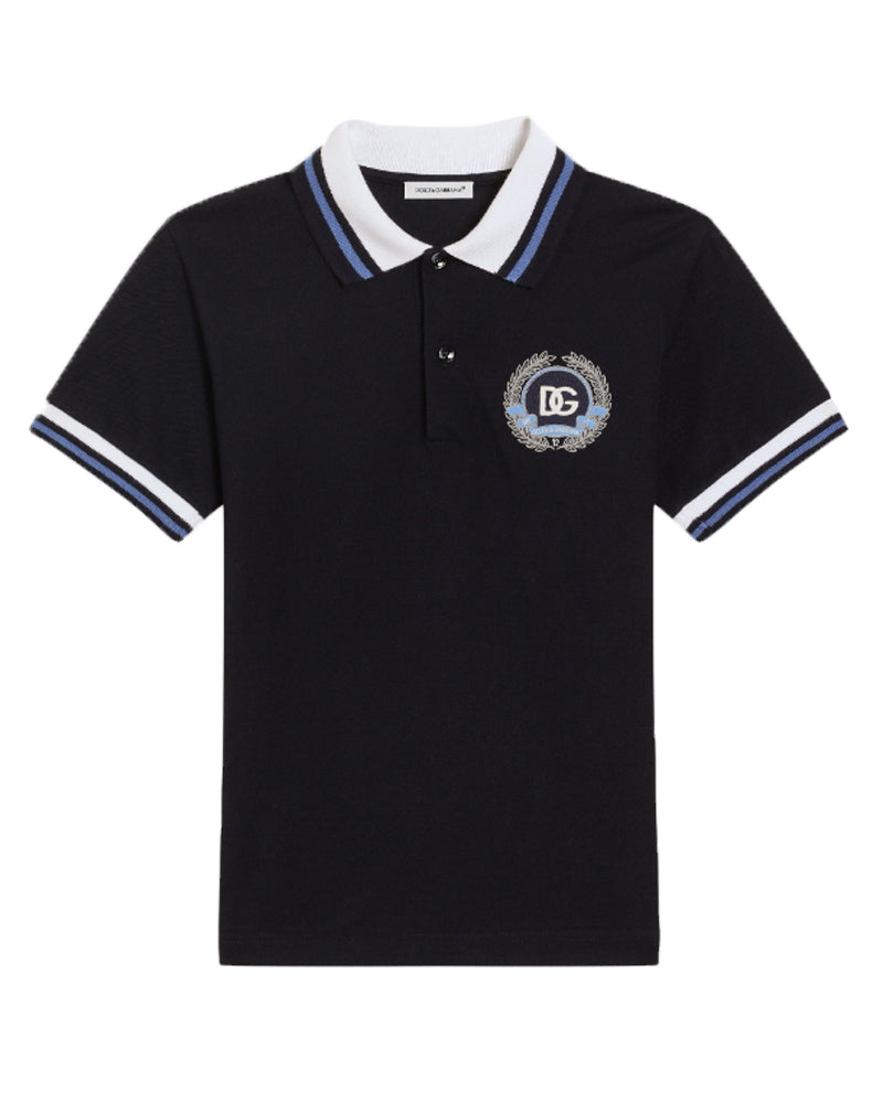 Boys Navy Crest Polo