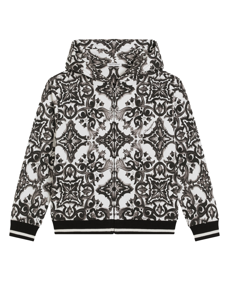 Dolce & Gabbana Kids Black Maiolica Zip Sweater