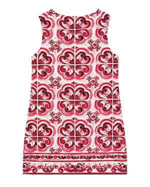 
  
    Dolce
  
    &
  
    Gabbana
  
 Girls Fuchsia Majolica-Print Cady Dress