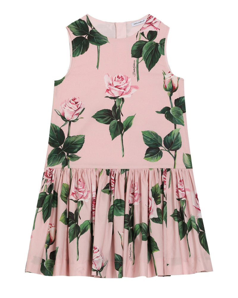 Girls Pink Rose Sleeveless Dress