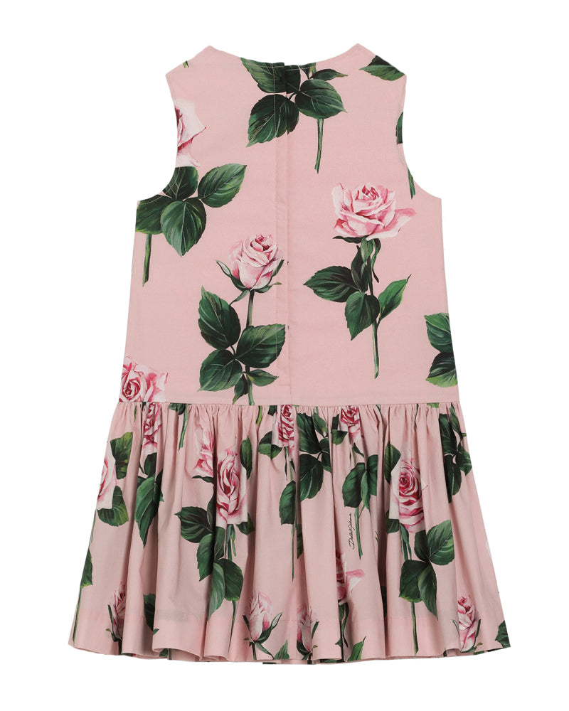 Girls Pink Rose Sleeveless Dress