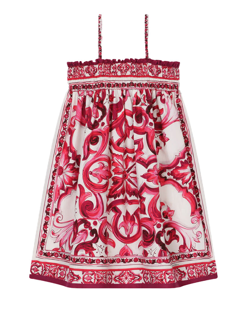 Girls Fuchsia Majolica-Print Dress