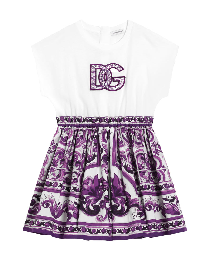 Girls Purple Maiolica Print Dress