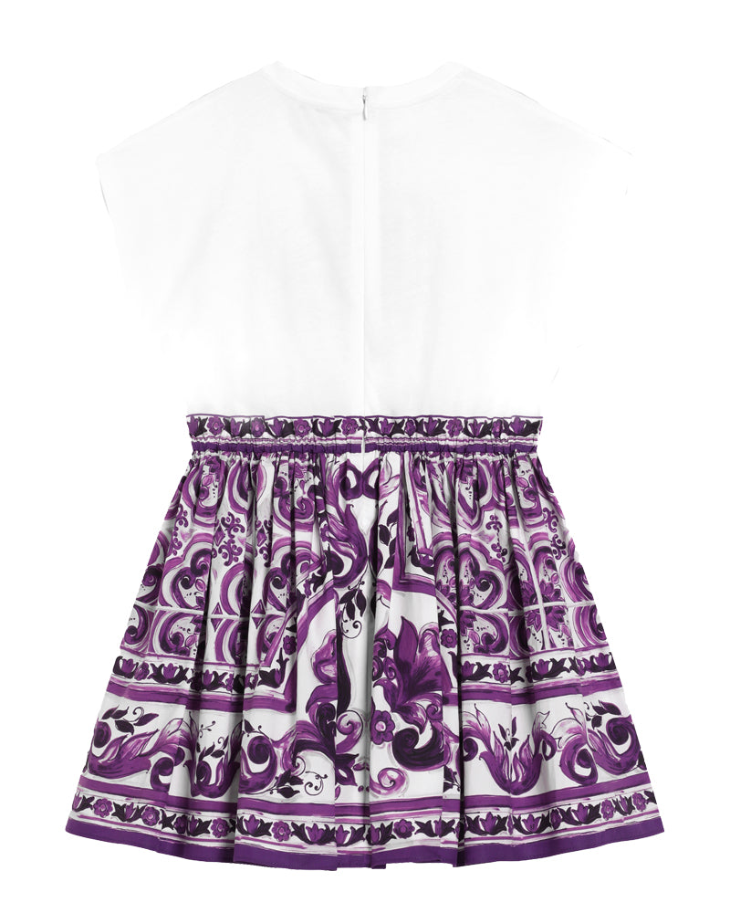 Girls Purple Maiolica Print Dress