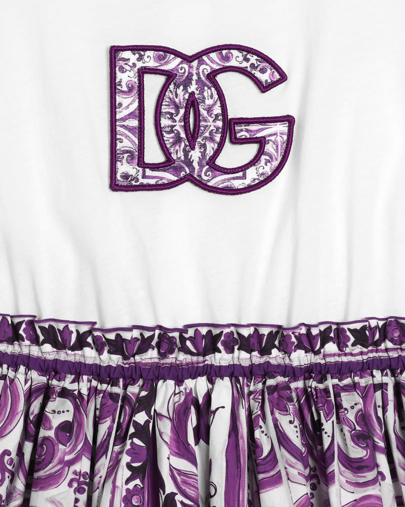 Girls Purple Maiolica Print Dress