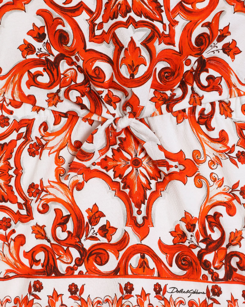 
  
    Dolce
  
    &
  
    Gabbana
  
 Girls Orange Maiolica-Print Jersey Dress