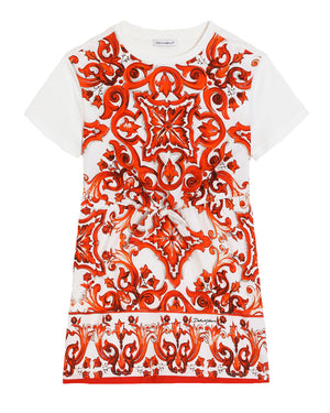 
  
    Dolce
  
    &
  
    Gabbana
  
 Girls Orange Maiolica-Print Jersey Dress