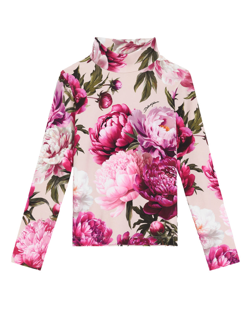 
  
    Dolce
  
    &
  
    Gabbana
  
 Girls Fuchsia Peonie Print  Mock-Neck Top