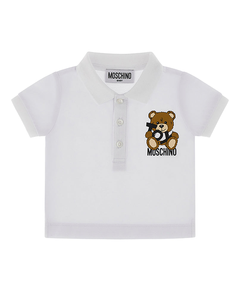 Baby Boys White Bear Polo