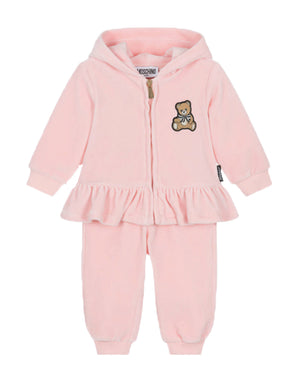 
  
    Moschino
  
 Baby Girls Pink Velvet Tracksuit Set