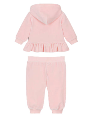 
  
    Moschino
  
 Baby Girls Pink Velvet Tracksuit Set