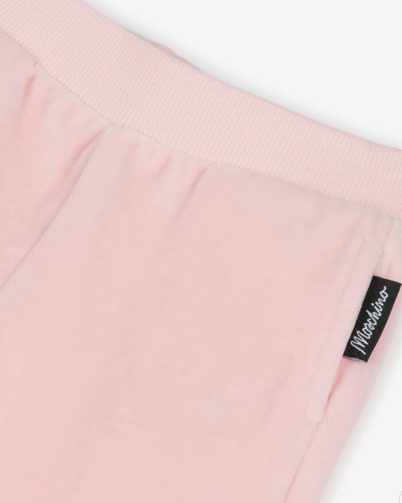 Baby Girls Pink Velvet Tracksuit Set