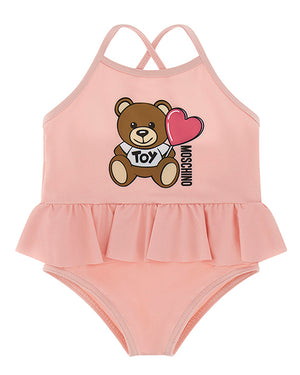 
  
    Moschino
  
 Baby Girls Pink Bear Heart Swimsuit