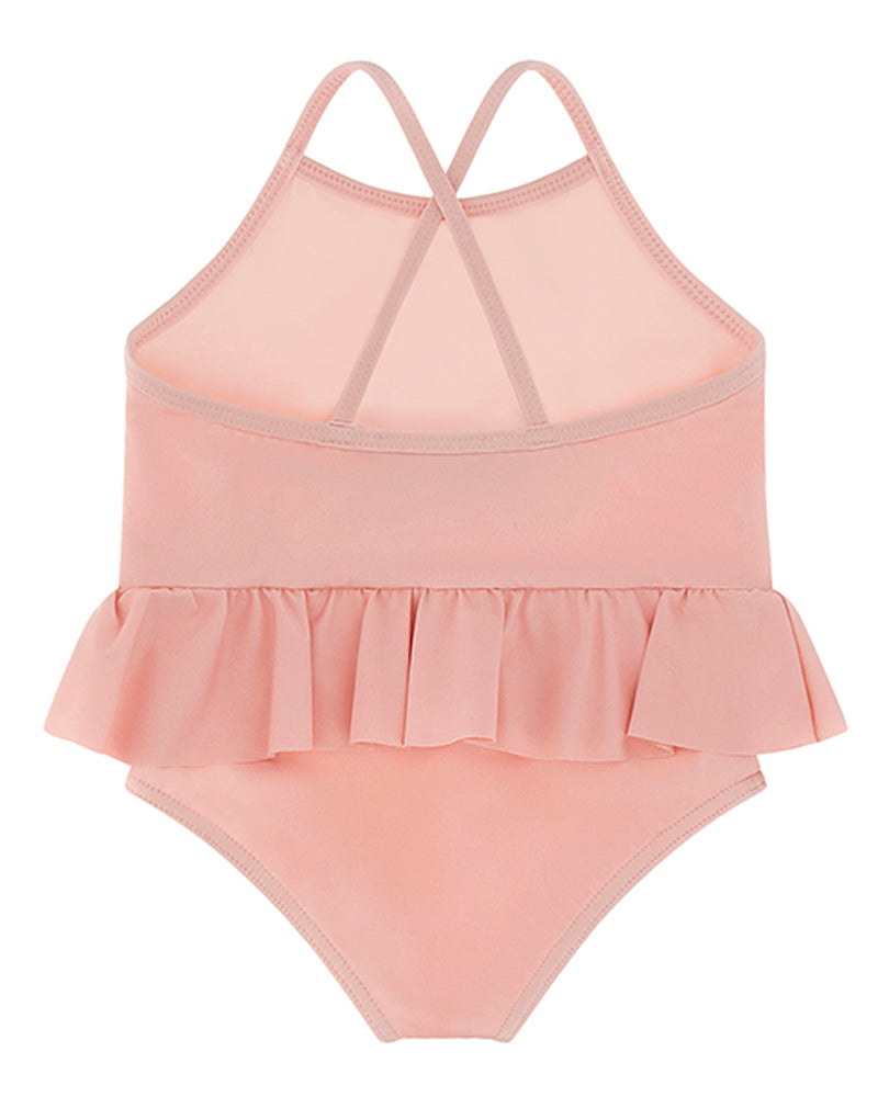 Baby Girls Pink Bear Heart Swimsuit