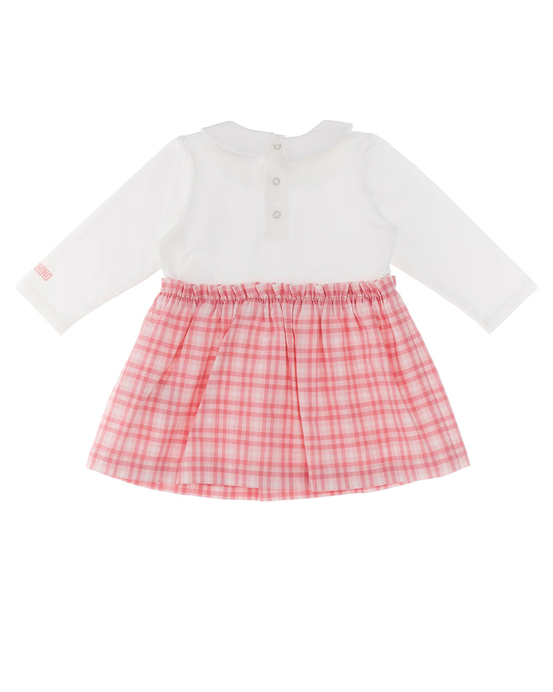 Baby Girls Pink Check Bear Patch Dress