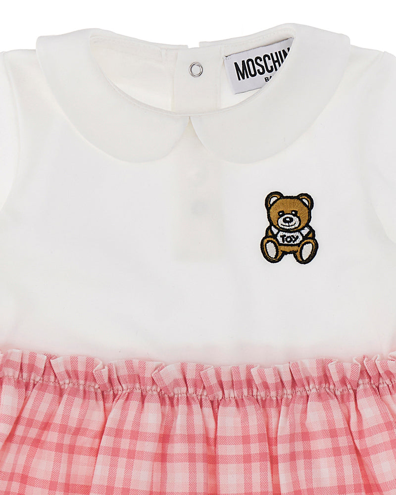 Baby Girls Pink Check Bear Patch Dress