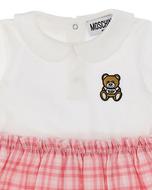 
  
    Moschino
  
 Baby Girls Pink Check Bear Patch Dress