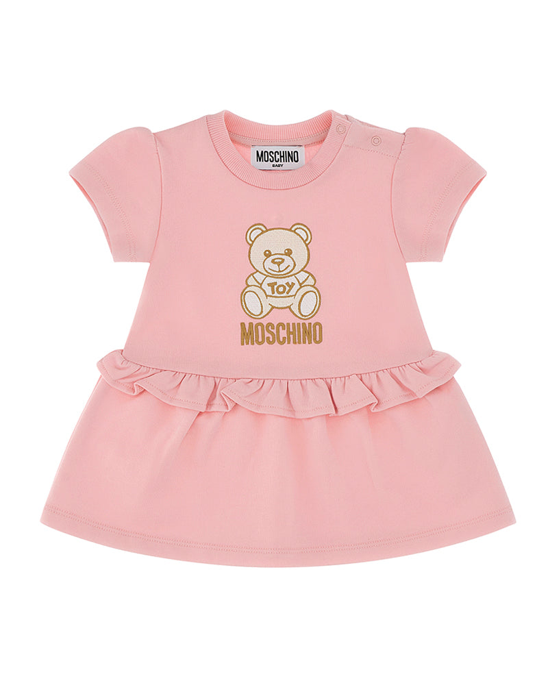 Baby Girls Pink Embroidered Bear Dress