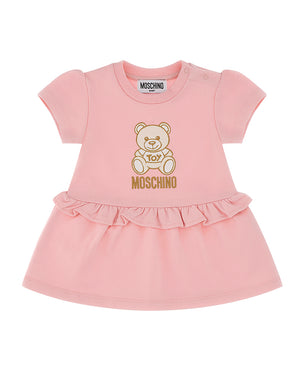 
  
    Moschino
  
 Baby Girls Pink Embroidered Bear Dress