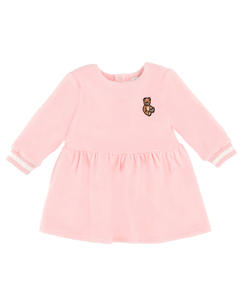 Baby Girls Pink Velvet Bear Dress