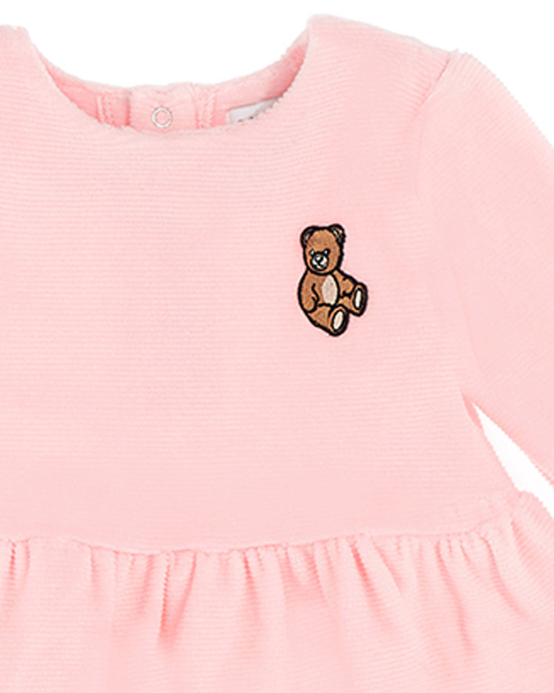 Baby Girls Pink Velvet Bear Dress