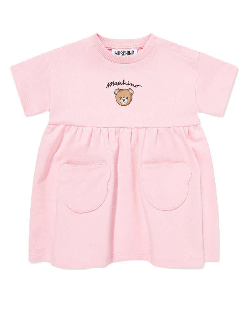 
  
    Moschino
  
 Baby Girls Pink Bear Pocket Dress