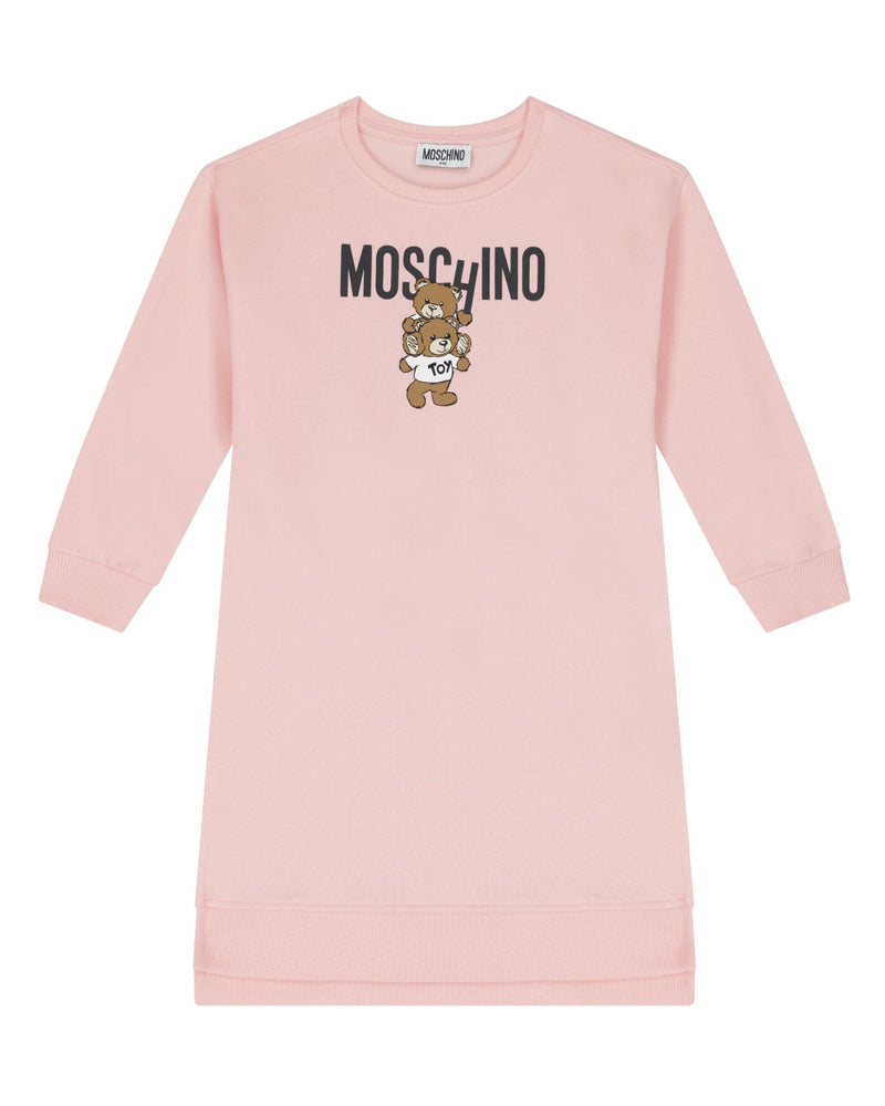 Girls Pink Teddy Logo Sweatshirt Dress