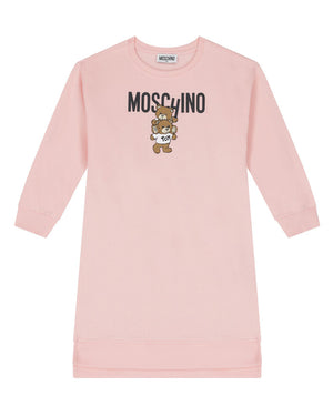 
  
    Moschino
  
 Girls Pink Teddy Logo Sweatshirt Dress